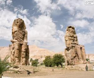 Puzzle Τα Colossi του Μέμνων αγάλματα του Φαραώ Amenhotep III, Λούξορ της Αιγύπτου